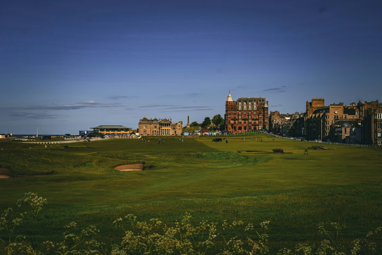 A golf course in St Andrews on a moody but bright day